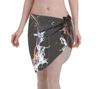 PHAYAH Maillot de bain en mousseline de soie pour femme Motif roue de feu d'eau