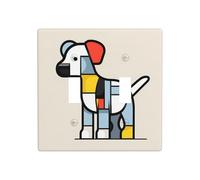 Phayah Mondrian Abstractionisme Petit Animal Motif Double Plaque Murale Décorative Plaque Murale Double Interrupteur Interrupteur