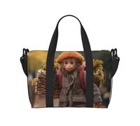 Phayah Monkey Sac de sport de voyage pour femme et fille Résistant à l'eau Noir Taille unique, Noir/blanc, One Size