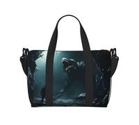Phayah Monster Under The Sea Sac de voyage pour femme et fille Résistant à l'eau Noir Taille unique, Noir/blanc, One Size