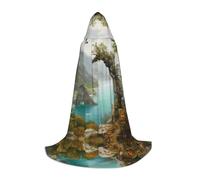 PHAYAH Moon Rock By The Sea Motif Halloween Sorcière Sorcière Robe à capuche Cape de Noël Sweat à capuche Cosplay Mascarade Party Robe Cadeau Costume M