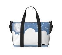 Phayah Moon Starry Night Sac de voyage fourre-tout pour femme et fille Résistant à l'eau Noir Taille unique, Noir/blanc, One Size