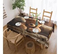 PHAYAH Nappe rectangulaire en dentelle marron avec motif ours en peluche assis - 137 x 183 cm - Pour restaurant, pique-nique, buffet, intérieur et extérieur