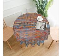 PHAYAH Nappe ronde à motif mur de brique de 152,4 cm en tissu de table rustique décorative pour vacances, maison, fête, buffet