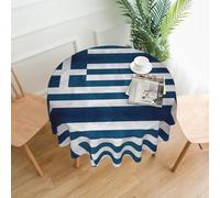 PHAYAH Nappe ronde décorative de 152,4 cm - Motif drapeau grec - Décoration de fête de vacances - Pour salon, cuisine