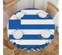 PHAYAH Nappe ronde décorative en dentelle à motif drapeau grec - 152,4 cm - Décoration de fête de vacances - Pour salon, cuisine