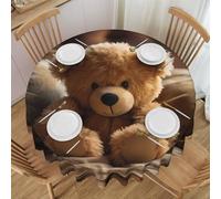 PHAYAH Nappe ronde en dentelle avec motif ours en peluche assis - 152,4 cm - Pour restaurant, pique-nique, buffet, intérieur et extérieur