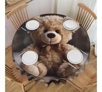 PHAYAH Nappe ronde en dentelle avec motif ours en peluche assis de 152,4 cm pour restaurant, pique-nique, buffet, intérieur et extérieur