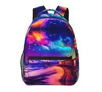 PHAYAH Night Sky On The Railroad Pattern Sac à dos décontracté pour ordinateur portable pour homme et femme pour garçons et filles Sac à dos léger