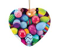 Phayah Oeufs de Pâques en céramique en forme de cœur pour sapin de Noël, Nouvel An, maison, souvenirs pour rassemblements, décoration à suspendre