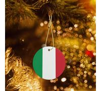 Phayah Ornement rond en céramique pour sapin de Noël Motif drapeau de l'Italie Souvenirs pour rassemblements Arbre de Noël à suspendre