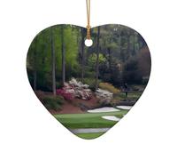 Phayah Ornements de sapin de Noël en forme de cœur en céramique avec motif de parcours de golf, pour famille, Nouvel An, maison, souvenirs pour rassemblements