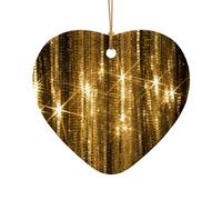 Phayah Ornements en céramique en forme de cœur à paillettes dorées pour sapin de Noël, famille, Nouvel An, maison, souvenirs pour rassemblements
