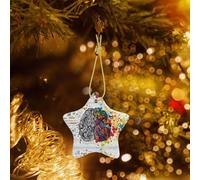 Phayah Ornements en céramique en forme d'étoile pour sapin de Noël - Motif cerveau gauche et droit - Souvenirs pour la maison - Souvenirs pour rassemblements