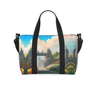 Phayah Outside The Castle Gate Sac de voyage, sac de sport, sac de sport, sac de week-end à bandoulière pour femme, noir, taille unique, Noir/blanc, One Size