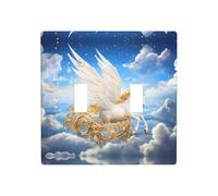 Phayah Pegasus Lot de 2 plaques d'interrupteur à bascule décoratives pour salle de bain, chambre à coucher, cuisine 11,4 x 11,4 cm