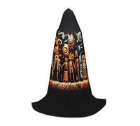 PHAYAH Peignoir à capuche Primitive Totem pour adulte - Cape à capuche pour femme et homme - Déguisement de fête et de cosplay, noir, Large