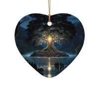 Phayah Pendentif arbre de la sagesse antique en céramique en forme de cœur de Noël pour décoration de rassemblements