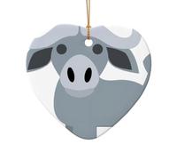 Phayah Pendentif en forme de cœur en céramique Motif buffle d'eau de Noël Décoration de Noël