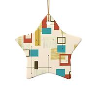 Phayah Pendentif en forme d'étoile de Noël en céramique Motif moderne du milieu du siècle Décoration de Noël