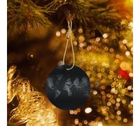Phayah Pendentif rond en céramique avec motif carte du monde de Noël Noir