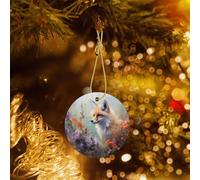 Phayah Pendentif rond en céramique motif renard étourdi pour sapin de Noël, décoration de rassemblements