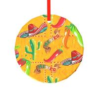 Phayah Pendentif rond en verre avec chapeau de cactus et piment pour décoration de Noël