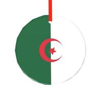 Phayah Pendentif rond en verre avec drapeau de l'Algérie pour sapin de Noël