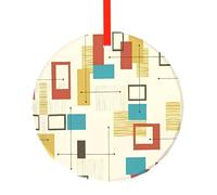 Phayah Pendentif rond en verre pour sapin de Noël Motif moderne du milieu du siècle Décoration pour les rassemblements