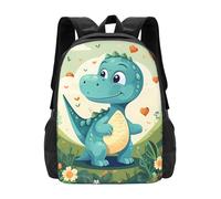 PHAYAH Petit dinosaure dans l'herbe verte motif épaules décontractées classique basique sac à dos de voyage et activités de plein air résistant