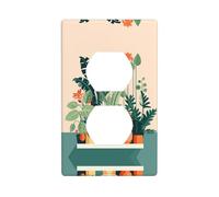Phayah Petite plante verte de dessin animé - Couvercles de prise de courant décoratifs pour prise de courant duplex - Plaque d'interrupteur simple et double