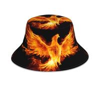 PHAYAH Phoenix in Fire - Chapeau de soleil avec imprimé phoenix en feu - Chapeau de pêcheur UV à large bord réfléchissant pour la pêche, la randonnée, la plage - Noir