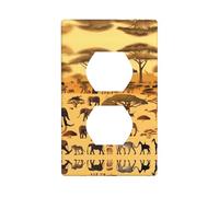 Phayah Plaque de prise de courant avec motif d'animaux de prairie africaine pour cuisine, salle de bain, chambre à coucher, décoration de ferme