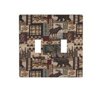 Phayah Plaque murale à double bascule, motif cerf et ours lodge, 11,4 x 11,4 cm, pour zones résidentielles et commerciales