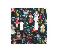 Phayah Plaque murale à double bascule, motif de danse de Noël, motif Casse-noisette, pour interrupteur à bascule, taille 11,4 x 11,4 cm pour zones résidentielles et commerciales