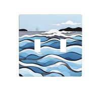 Phayah Plaque murale à double bascule, motif vagues qui se chevauchent sur les rochers, 11,4 x 11,4 cm, pour zones résidentielles et commerciales