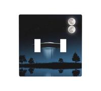 Phayah Plaque murale à motif OVNI la nuit - Double interrupteur à bascule - Dimensions : 11,4 x 11,4 cm - Pour zones résidentielles et commerciales