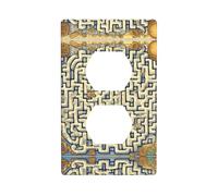 Phayah Plaque murale avec motif carte au trésor du labyrinthe - Plaque murale pour interrupteur duplex - Plaque de commutation électrique à double prise