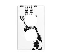 Phayah Plaque murale avec motif girafe noire et blanche - Plaque murale pour interrupteur duplex - Double prise électrique