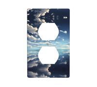 Phayah Plaque murale avec motif nuages blancs au-dessus de la mer - Plaque murale pour interrupteur duplex - Plaque de commutation électrique à double prise