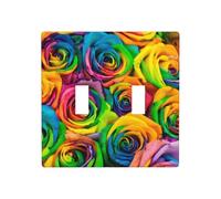 Phayah Plaque murale colorée à motif rose - Double interrupteur à bascule - Dimensions : 11,4 x 11,4 cm - Pour zones résidentielles et commerciales
