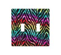 Phayah Plaque murale colorée avec motif zèbre arc-en-ciel - Double interrupteur à bascule - Dimensions : 11,4 x 11,4 cm - Pour zones résidentielles et commerciales