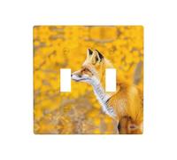 Phayah Plaque murale décorative avec motif renard jaune à fleurs - 11,4 x 11,4 cm