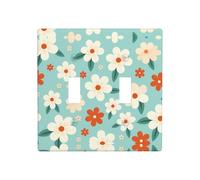Phayah Plaque murale décorative pour interrupteur à double motif floral rouge et blanc