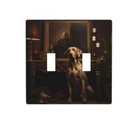 Phayah Plaque murale décorative pour interrupteur double motif chien jaune/blanc