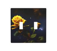 Phayah Plaque murale décorative pour interrupteur double motif roses étoilées Jaune