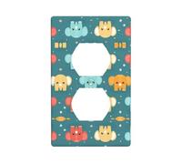 Phayah Plaque murale double en polycarbonate thermoplastique avec motif éléphant de dessin animé mignon
