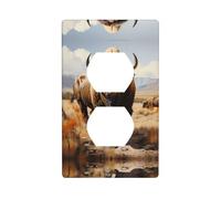 Phayah Plaque murale double en polycarbonate thermoplastique avec motif troupeau de bisons d'Amérique du Nord