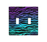 Phayah Plaque murale double pour interrupteur à bascule, motif zèbre, violet, bleu, vert, camouflage, zèbre, 11,4 x 11,4 cm pour zones résidentielles et commerciales
