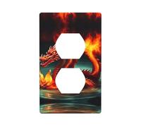 Phayah Plaque murale pour interrupteur double prise électrique Motif Roi Dragon In Fire